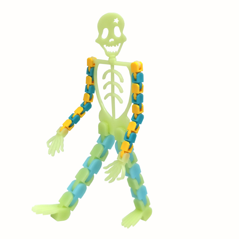 Tiktok Same Halloween Skull Rack Children Luminous Trick Track Chain Skeleton Person Pressure Reduction Toy Direct Sales