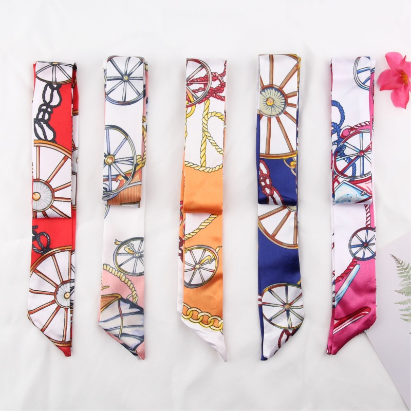 summer scarf Silk Scarf Factory Direct Sales All-Match Arm Bag Long Strip Small Silk Scarf Bow Hair Band Ribbon Gift Box Hand Gift Strap