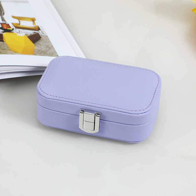 Macaron Color Double Layer Earring Storage Box Pu Necklace Earring Ring Jewelry Box Portable Jewelry Head