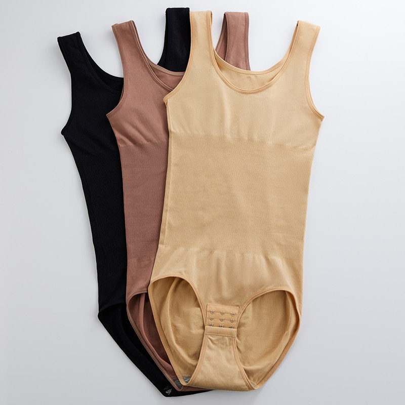 排扣塑身衣女束腰收腹托胸聚拢连体塑身衣美体产后收腰紧身束身衣