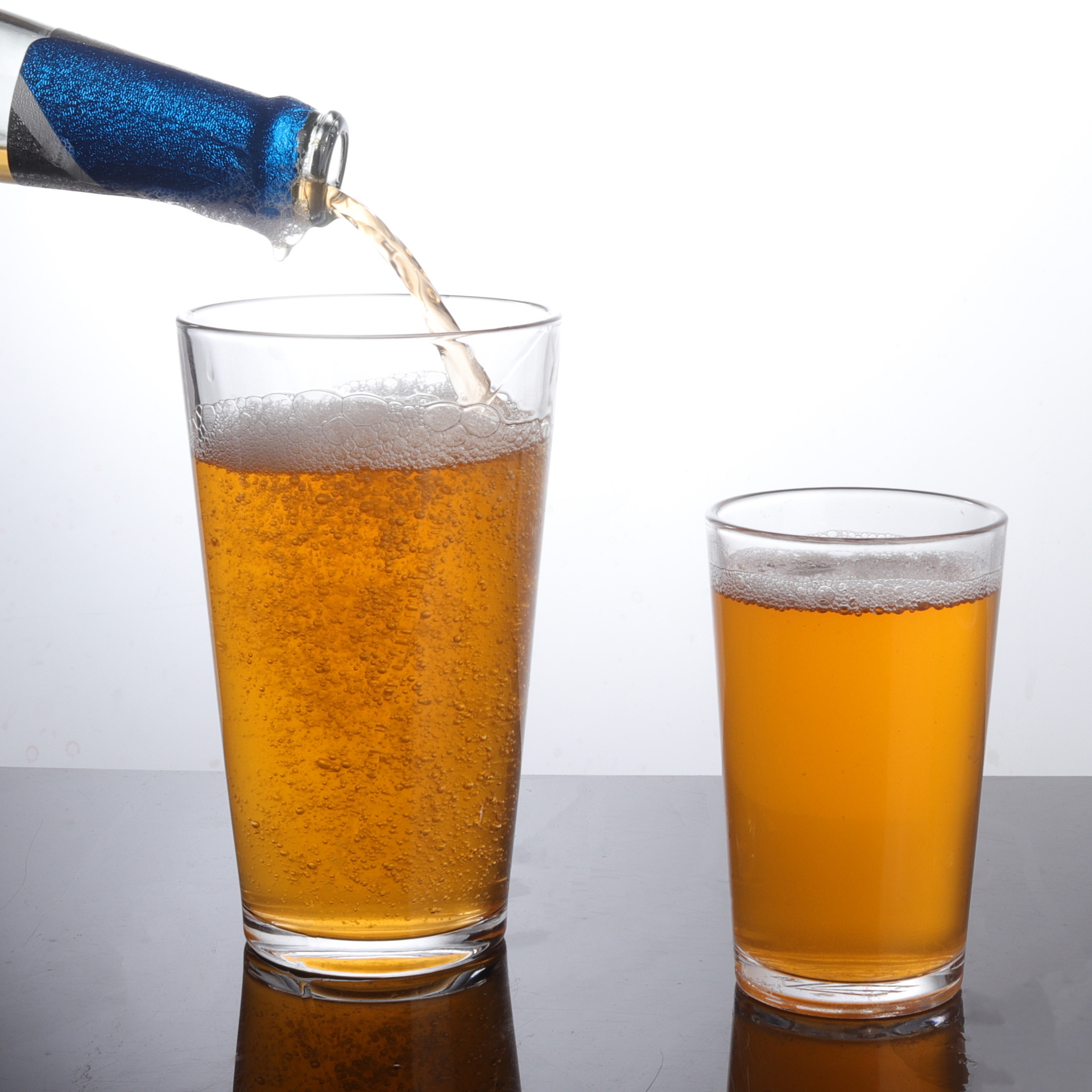 钢化啤酒杯酒吧ktv餐厅家用啤酒杯直身玻璃透明水杯威士忌杯