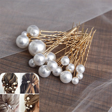 Women U-shaped Pin Metal Barrette Clip Hairpins Simulated Pe