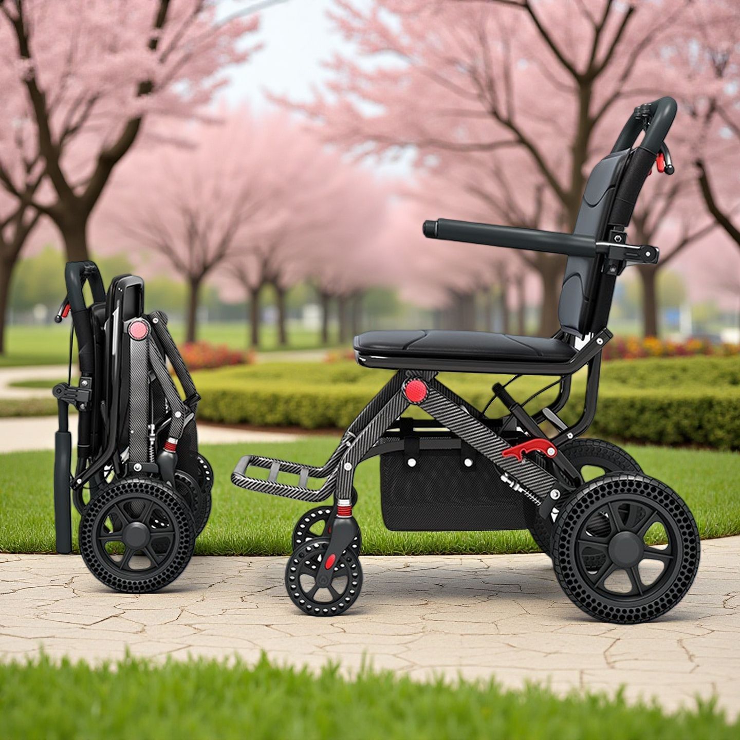 老人手推车可坐折叠代步助力购物小推车老年四轮防摔可推小轮椅子