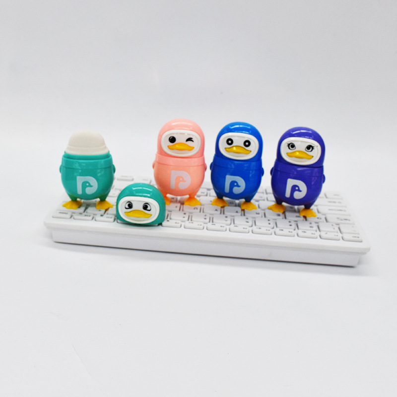 Zhengda 2-in-1 Pencil Sharpener Rubber Penguin Modeling Student Stationery Labor-Saving Clean Color Child Eraser Batch