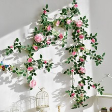 仿真玫瑰花藤假花藤条空调管道缠绕装饰墙面遮挡绿植花藤植物花墙
