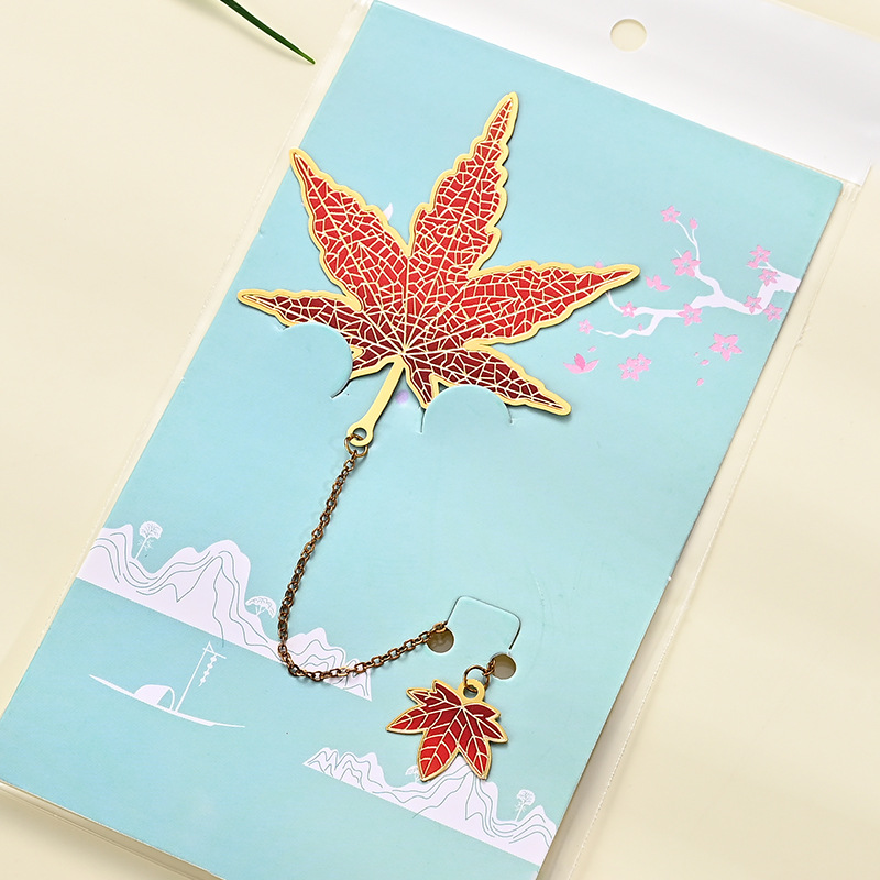 Lotus Leaf Vein Metal Bookmark Ancient Style Cultural and Creative Chinese Flower Koi Bookmark Chinese Style Student Commemorative Gift Bookmark