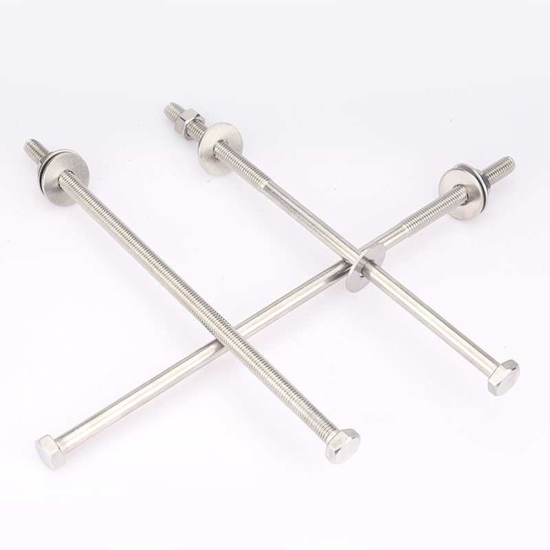 304不锈钢加长螺栓穿墙螺丝对穿丝杆外六角长螺杆m6m8m10新能源