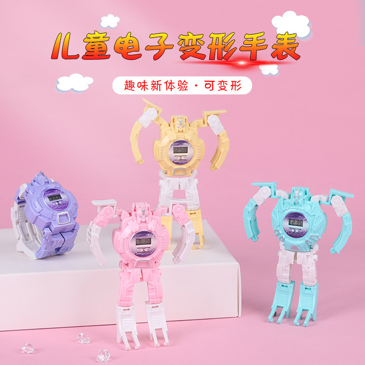 Creative Children's Day Transformation Figure Toy Boys and Girls Student Gift Robot Electronic Watch Supply