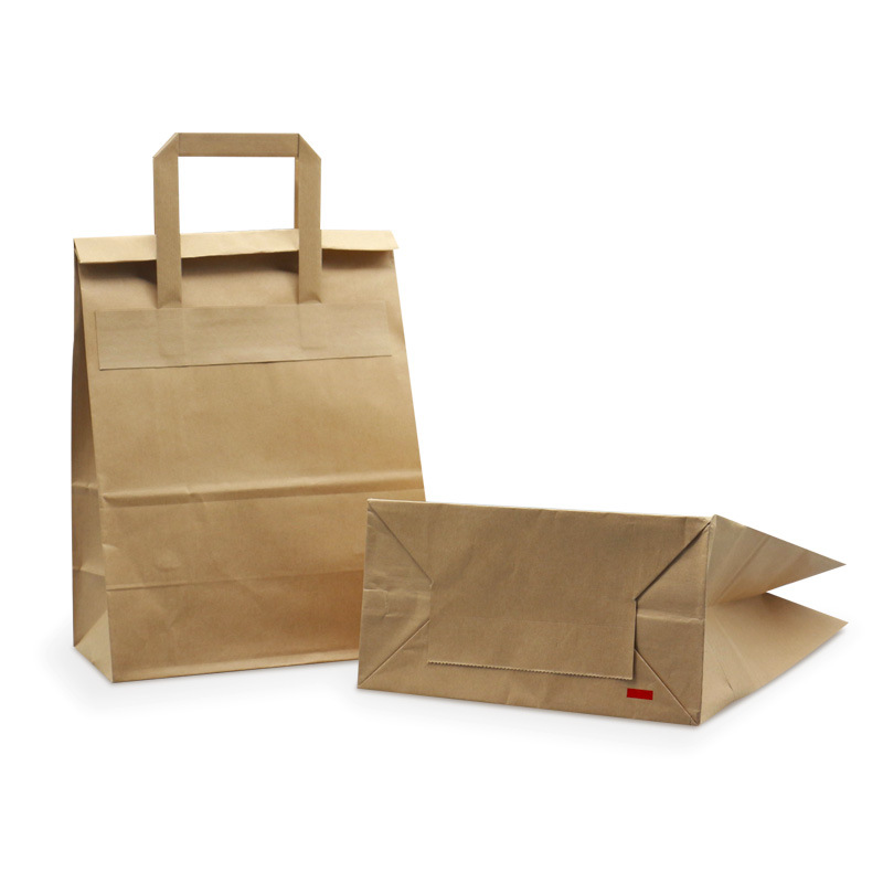 Factory in Stock Environmental Protection Flat Rope External Stickers Kraft Paper Portable Paper Bag Shopping Bag Takeaway Aluminum Foil Packing Bag Kraft Paper Bag