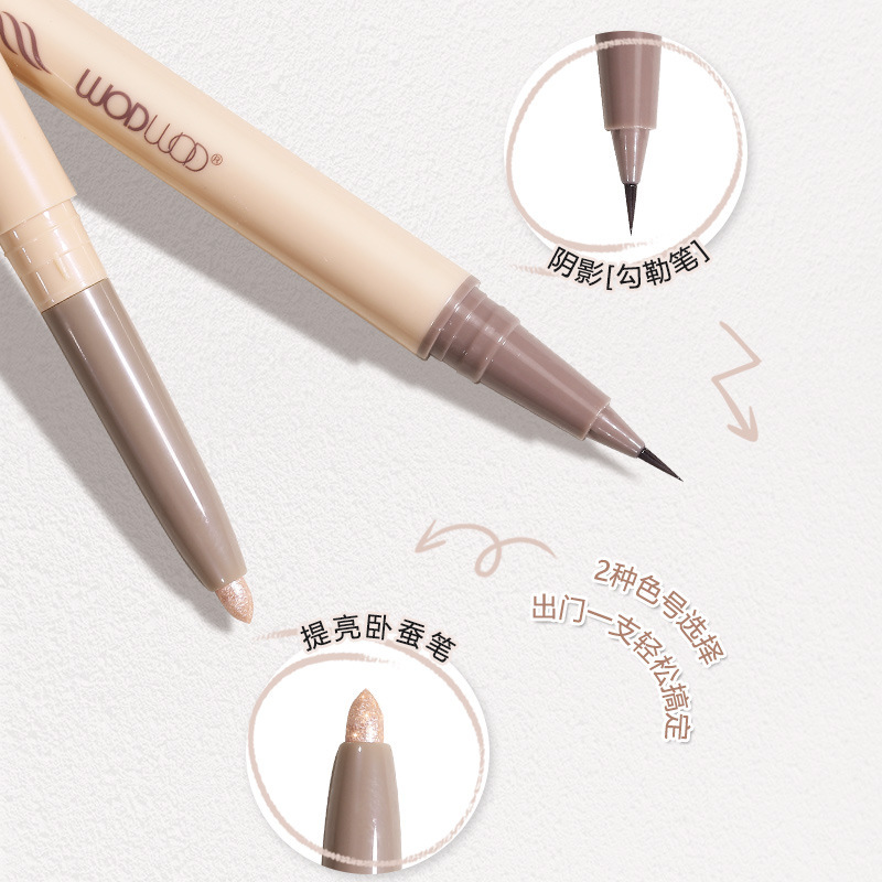 Wodwod Dual Head Dual-Use Eye Shadow Pen Pearlescent Brightening Novice Outline Eye Face down to Extremely Fine Shadow Liquid Eyeliner