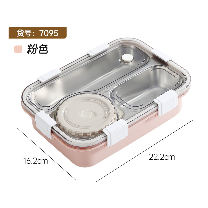 Nordic Minimalist Style Compartment with Soup Bowl Lunch Box 304 Stainless Steel Sealed Lunch Box Student Packed Lunch Lunch Box