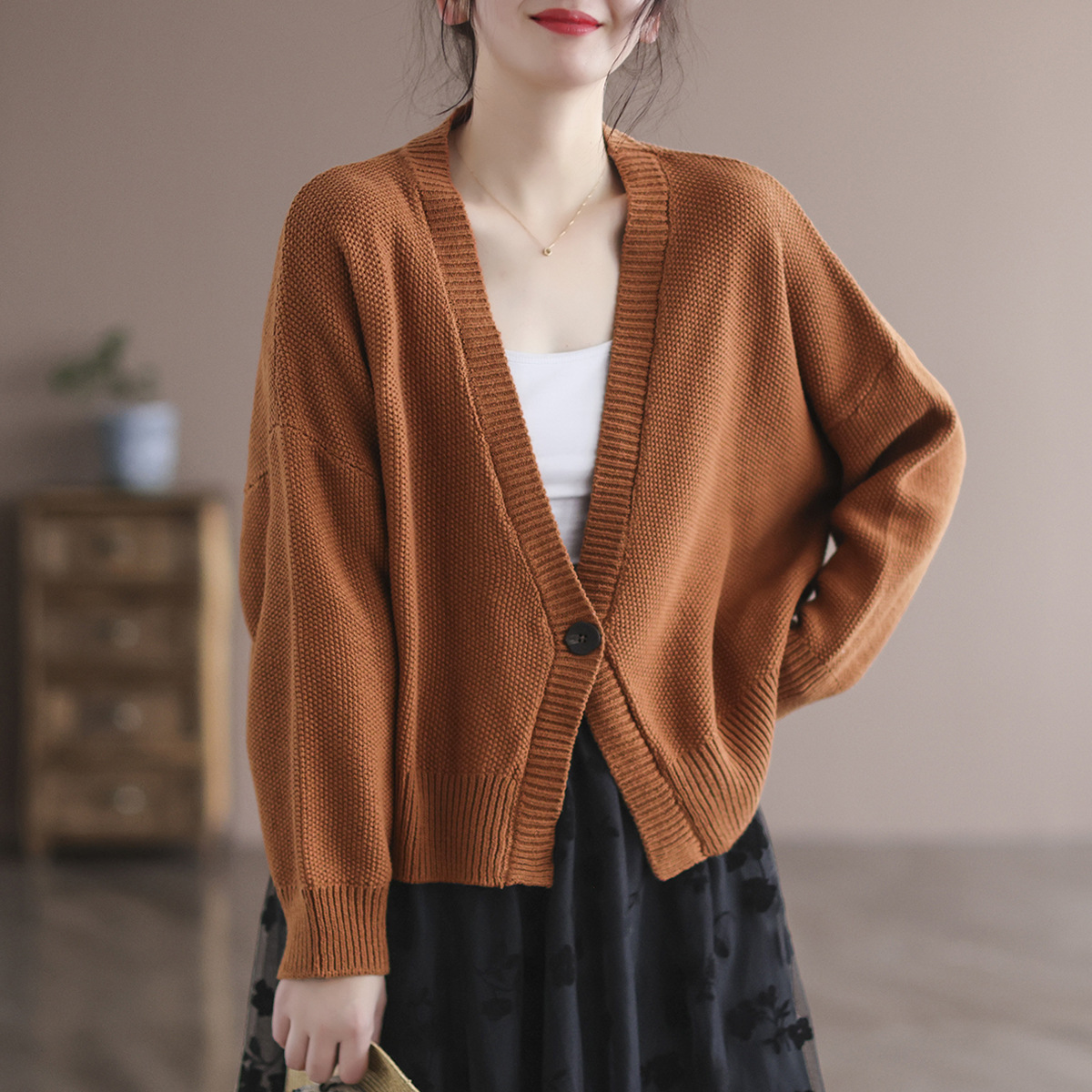 棉线开衫毛线衣