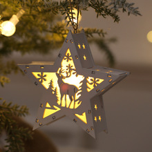 圣诞节装饰品圣诞树装饰圣诞发光小木屋墙面酒店店铺挂件节日用品