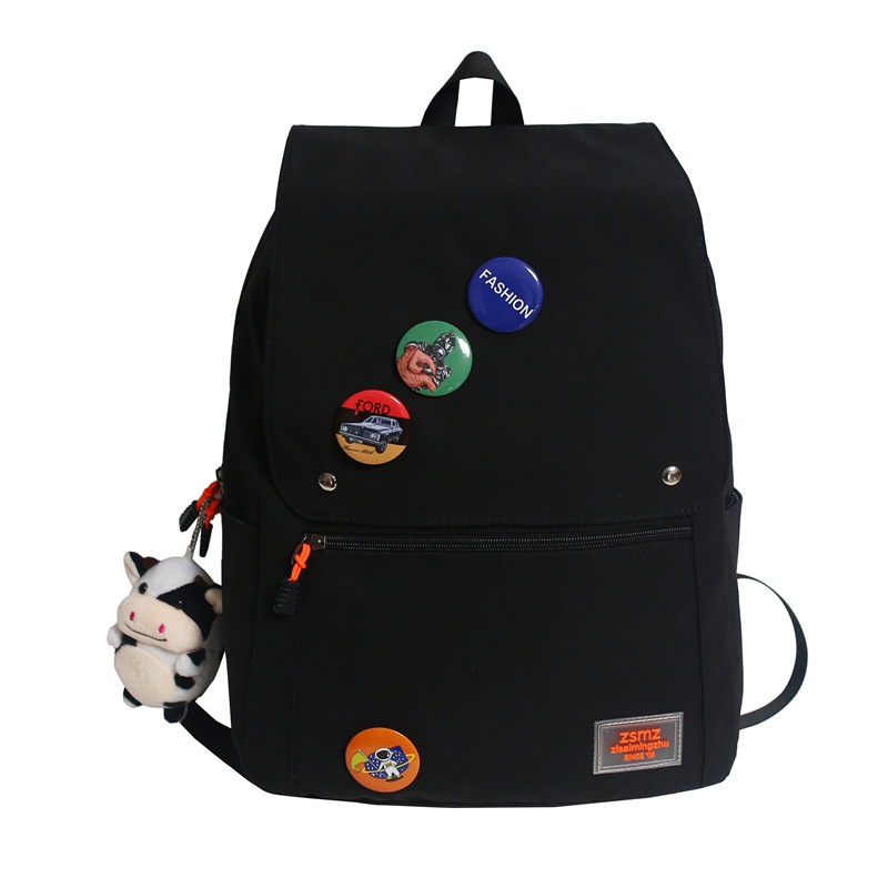 Cross-Border 2023 New Fashion School Bag Simple Backpack Flap Backpack Casual Solid Color Lover's Bag Wholesale