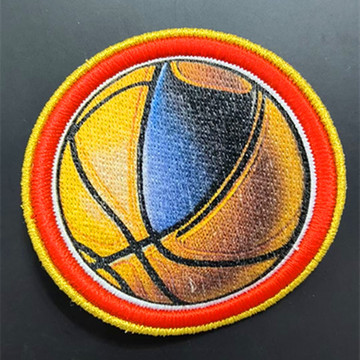 牙刷绣渐变色平绣电脑绣花章刺绣布贴数码打印渐变色图案徽章锁边