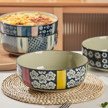 墨色日式面碗家用6寸陶瓷大碗汤面碗网红8寸大号面条碗吃面碗汤碗