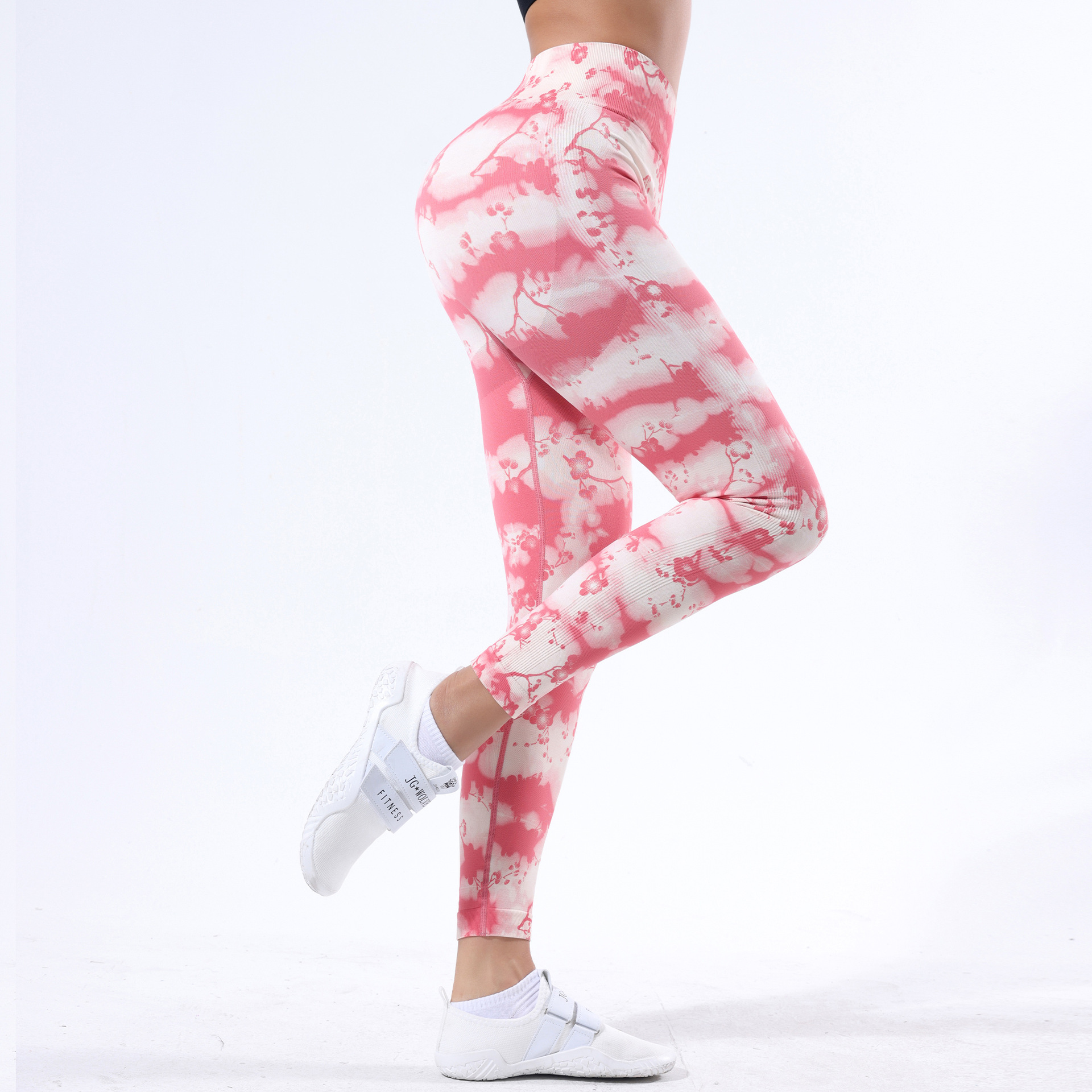 Processing Customization European and American Tie-Dye Printing Sports Peach Hip Fitness Pants Seamless Hip Raise High Waist Fitness Yoga Pants Women