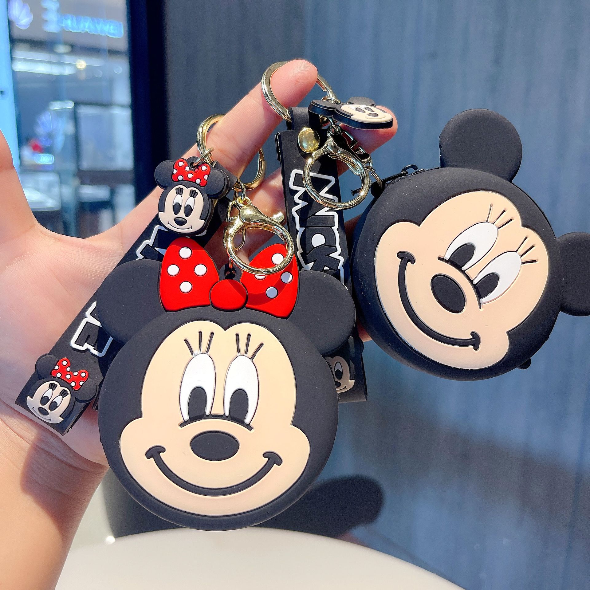 创意卡通动漫米奇米妮头零钱包钥匙扣学生情侣可爱耳机壳收纳挂件