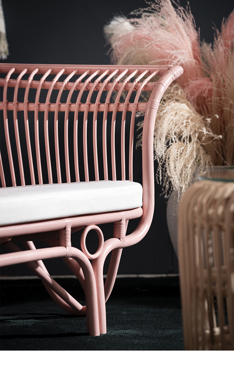 双人藤椅沙发组合印尼藤条编织家具民宿ins简约单人藤编椅子