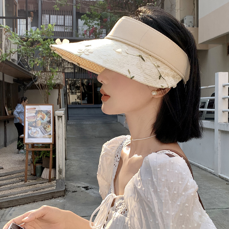 Three-Dimensional Flower Japanese Beach Holiday Sun Hat Straw Top Hat Female Summer Big Brim Sun Protection Hat