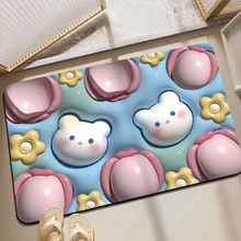 卡通可爱卫生间防滑垫家用耐脏入户门垫子浴室吸水3D硅藻泥地垫