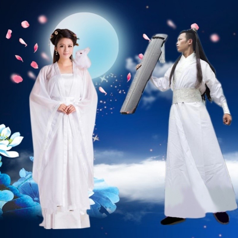 中秋节嫦娥奔月cos服仙气飘逸汉服后羿中国风表演服装女舞台剧演