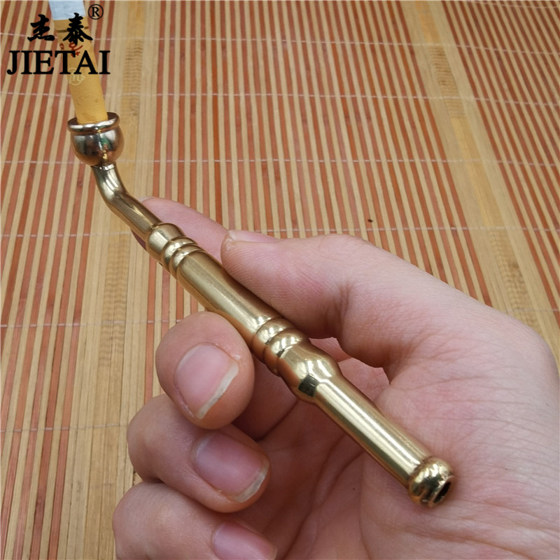 金属黄铜迷你小烟斗 便携老式一口香烟袋锅子 复古男士烟具 做旧