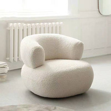 羊羔绒沙发白色懒人单人椅休闲轻奢客厅极简现代北欧卧室设计网红