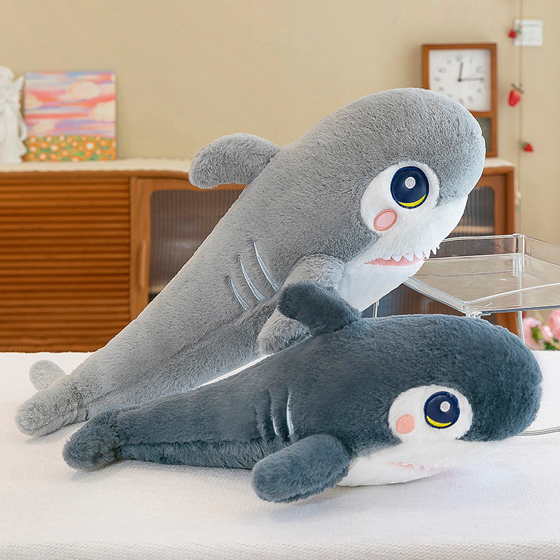兔毛鲨鱼公仔毛绒玩具外贸新款可爱鲨鱼抱枕陪睡玩偶儿童礼物批发