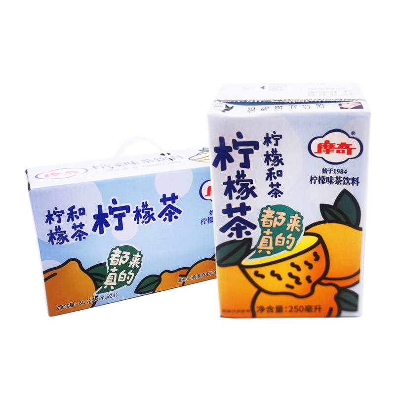 北京 摩奇 柠檬茶饮料 网红up版水果味250ml*24盒 整箱