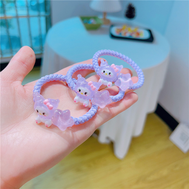 Internet Celebrity Classic Style Purple Clow M Hair Band Soft Girl Transparent Cartoon Girlfriends Rubber Band High Elastic Daily Hair Rope