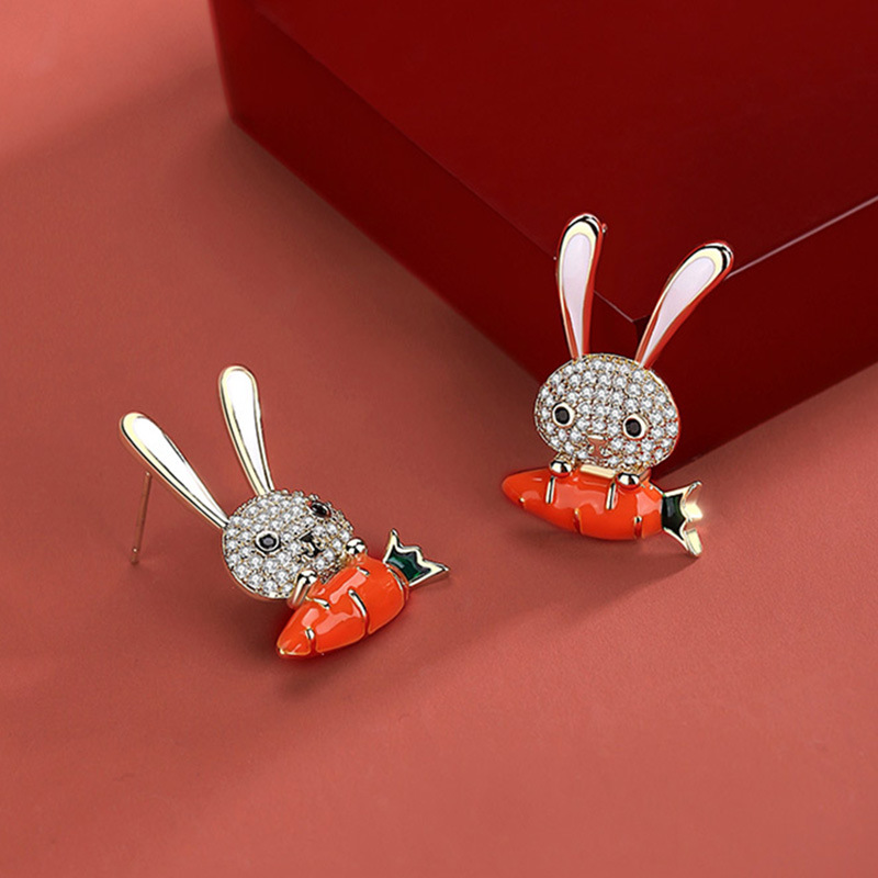 Korean Style Korean Style Sterling Silver Needle Rabbit Stud Earrings Cute Earrings Creative Japanese Summer Fresh Earrings Rabbit Stud Earrings