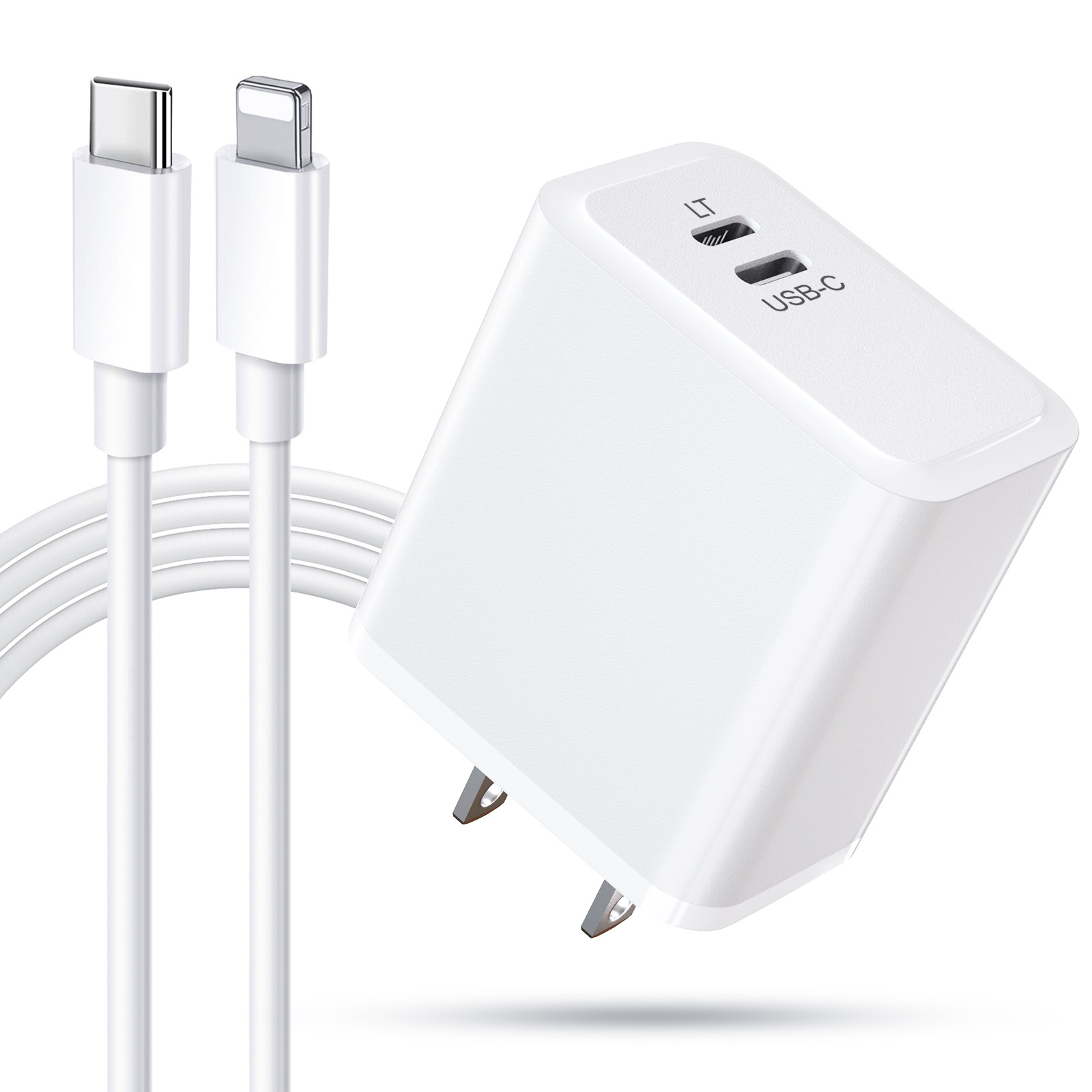 pd 20w快充适用iphone15/14pro充电头usb-c/8pin手机双口充电器