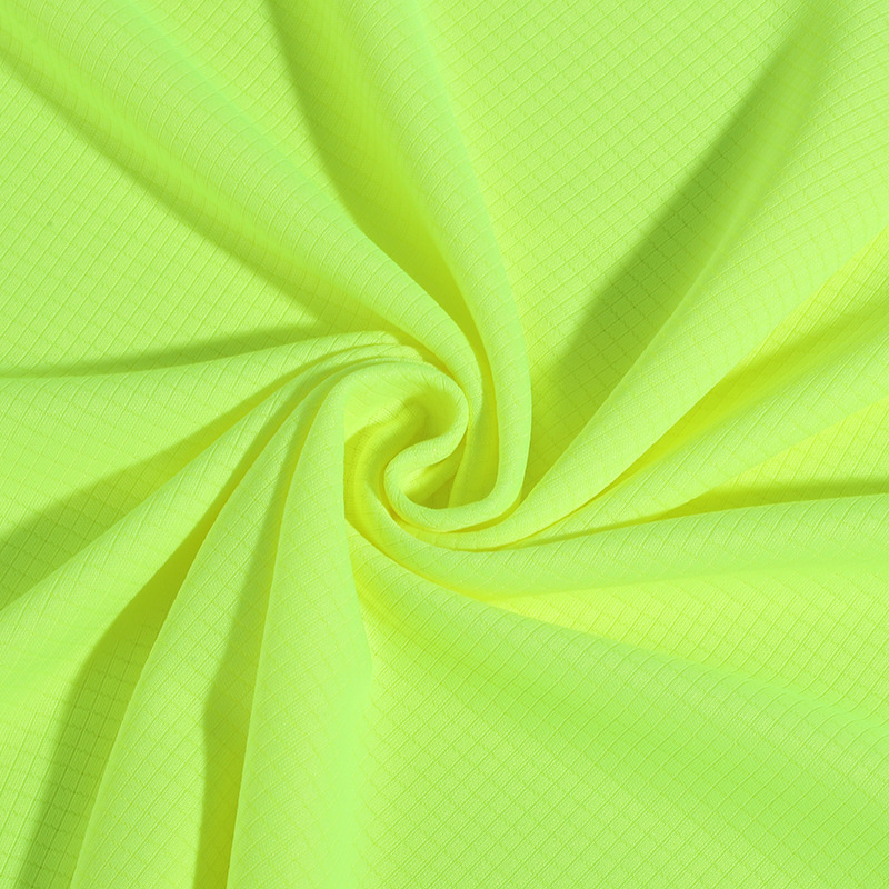 厂家供应荧光黄绿色全涤沦布 男女装裤方格布 运动瑜伽纹理布料