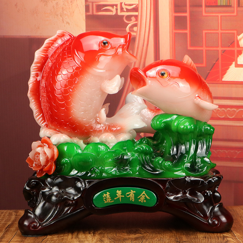 年年有余招财鱼摆件家居客厅酒柜玄关装饰乔迁开业树脂工艺品批发