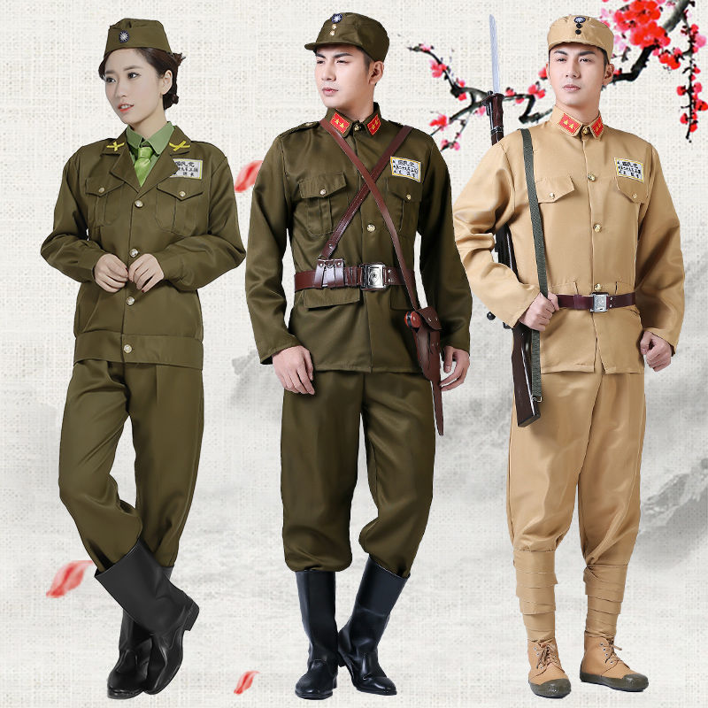 国军士兵巡捕房男女抗日二狗国民党女特务摄影小品民国表演出服装