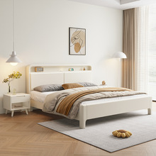 实木白色纯床1米5全实木简约现代双人1.8米高箱储物床1米2小户型
