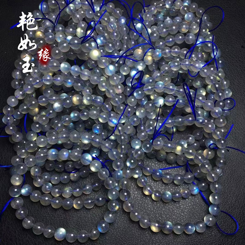 月光石手链 灰月光 手链 单圈 强光彩光手链 晶体透体光强 批发