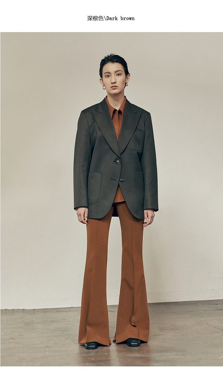 low classic羊毛西装外套女2020年韩秋冬双扣设计感小众廓形西服