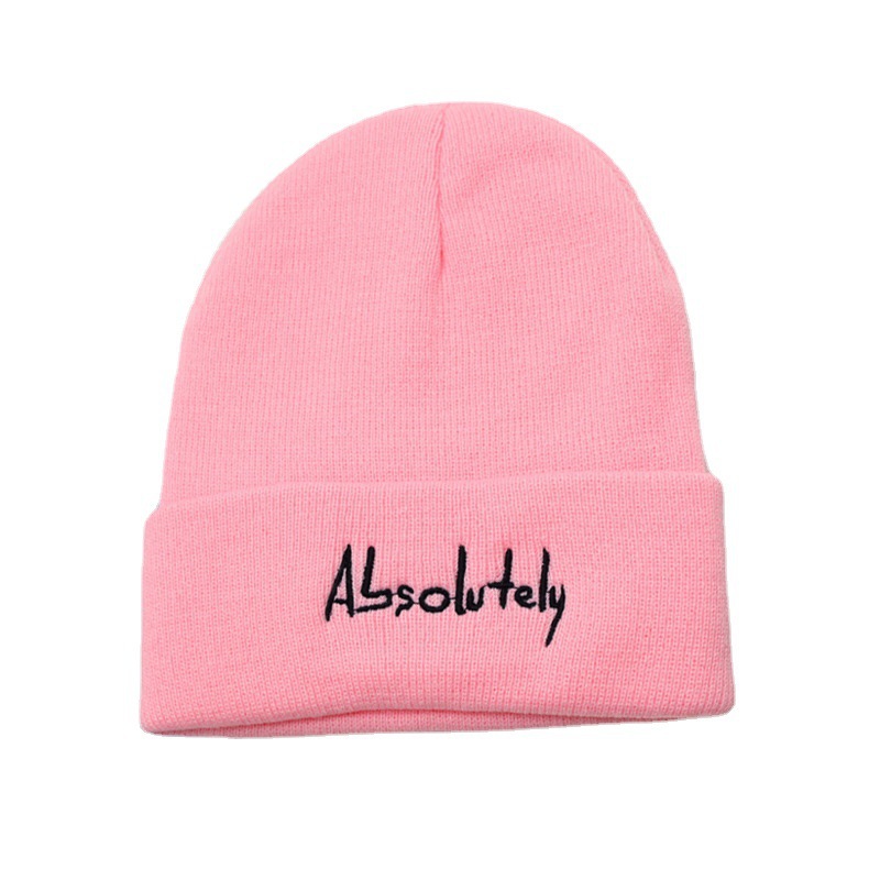 Cross-Border Letter Embroidery Knitted Hat Korean Autumn and Winter Woolen Cap Outdoor Warm Hat Trendy Men and Women Sleeve Cap Beanie Hat