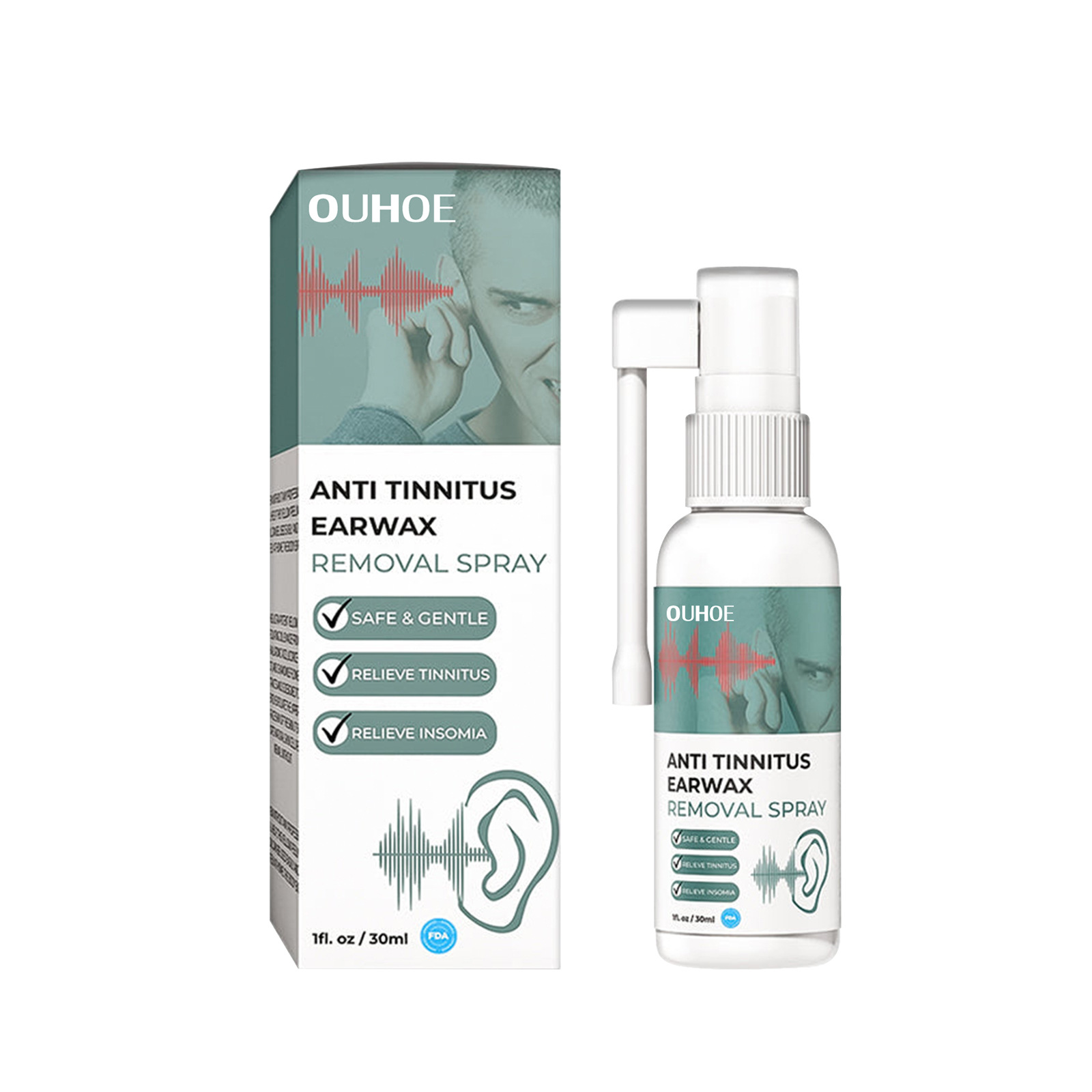 Ouhoe Tinnitus Spray Relieve Tinnitus Earplugs Ear Discomfort Cleaning Earwax Ear Health Care Care Spray