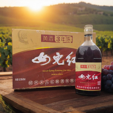 绍兴女儿红黄酒3年陈500ml瓶装三年陈年花雕酒自饮可浸泡阿胶老酒