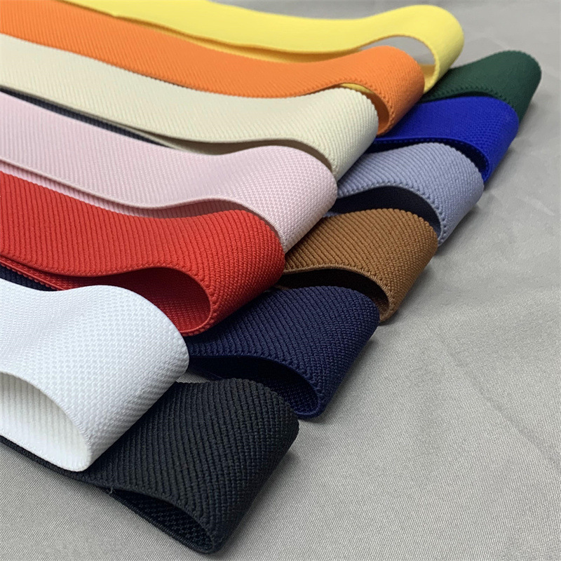 In Stock 4cm Wide Single-Sided Twill Thick Color Elastic Band Luggage Woven Elastic Tape Clothing Accessories