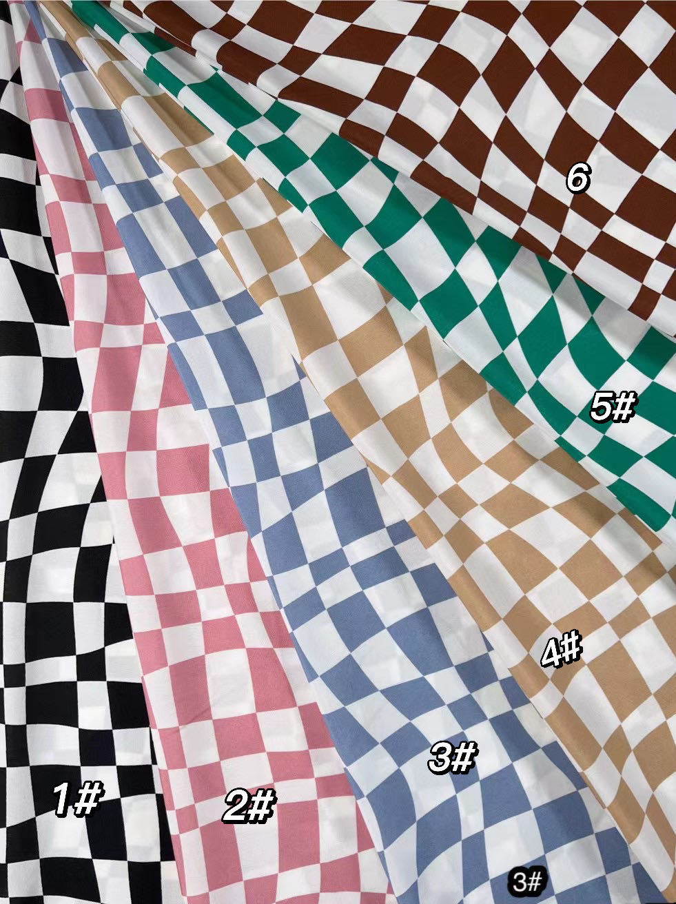 现货梭织不规则格子印花棋盘格面料女装饰品发圈外单衬衫玩具面料