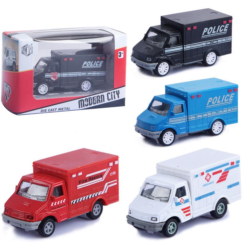警车模型回力车宝宝玩具小汽车合金车模型救护车厢儿童玩具车