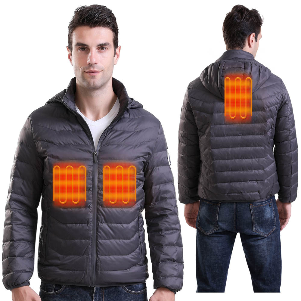 一笔成电加热羽绒服2020新款智能发热90白鸭绒男女usb充电外套厂