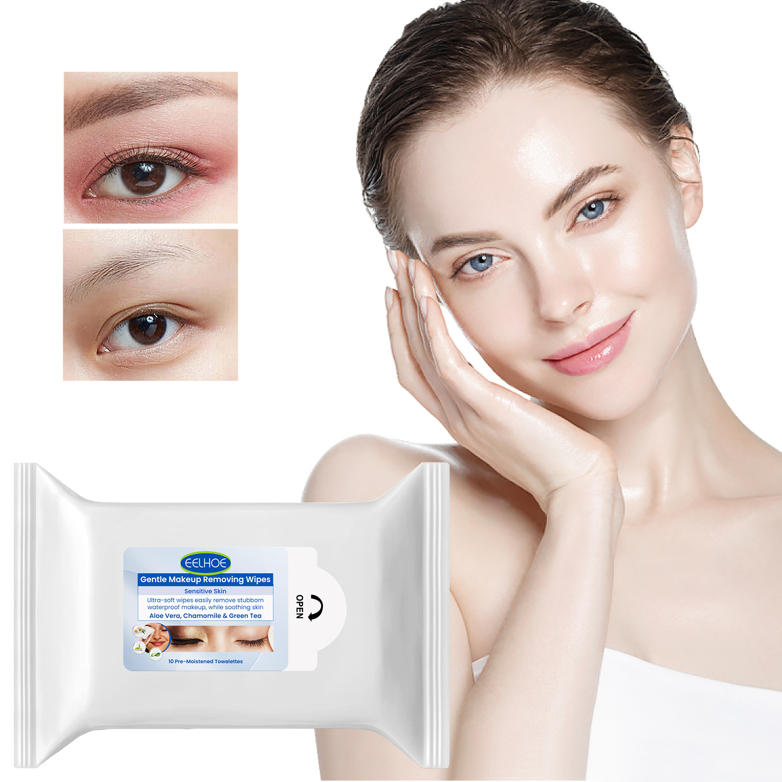 Eelhoe Gentle Neutrogena Cleansing Towelettes Deep Cleansing Facial Eye and Lip Makeup Gentle Refreshing Non-Irritating Make-up Removing Tissue