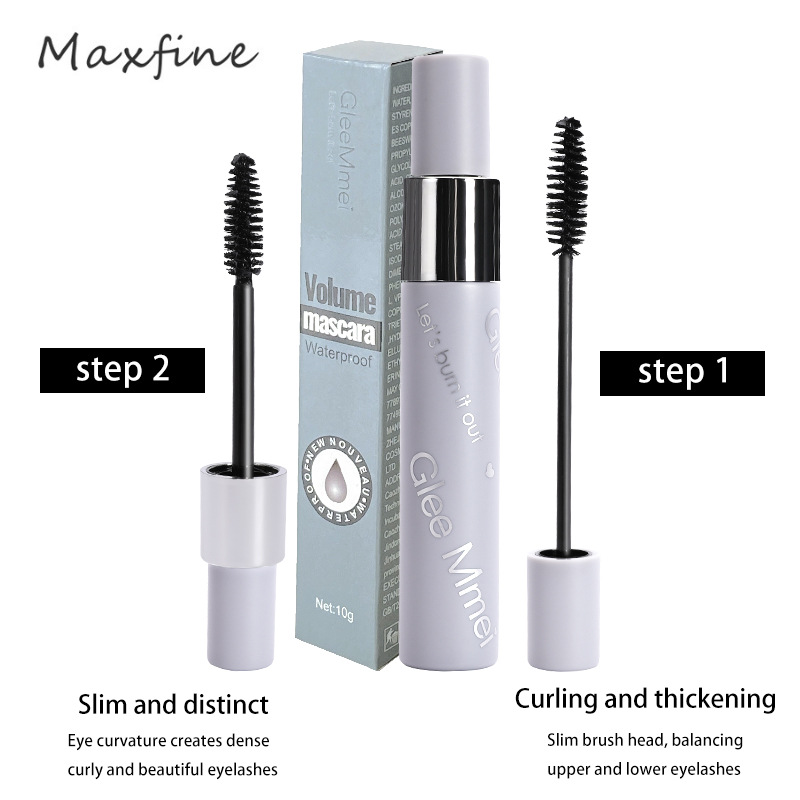 Cross-Border Makeup Maxfine Double Mascara Wholesale Waterproof Not Smudge Long Thick Curling Foreign Trade