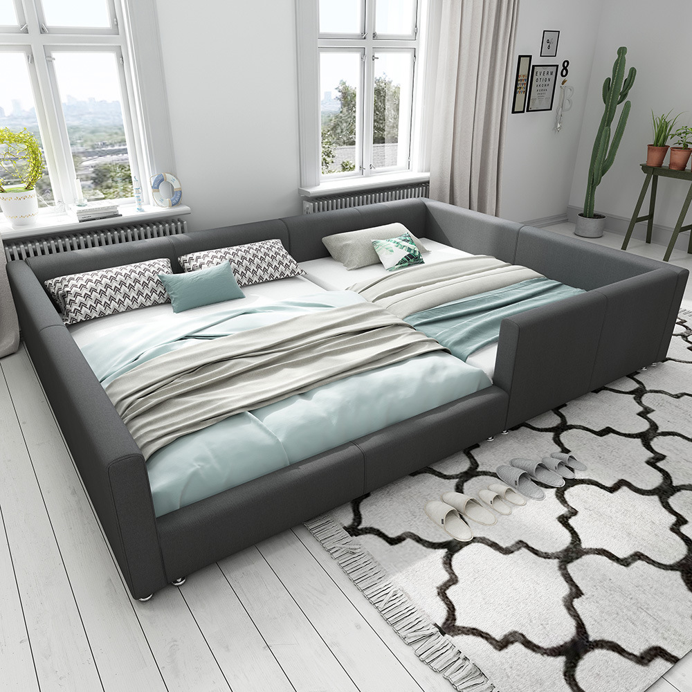 科技布床榻榻米布艺床双人大床主卧2.2×2.4米亲子二胎家庭床三胎