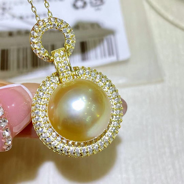 diy配件 s925纯银精工珍珠吊坠空托 时尚大气项链坠子银托12-13女